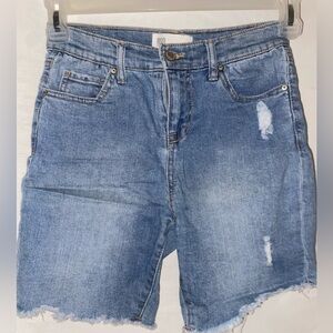 RSQ Blue Jean Shorts Distressed Mid-Thigh